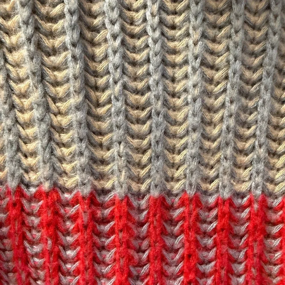 Cliché Chunky Knit Boxy Cowl Neck Sweater M Colorblock - Picture 10 of 11